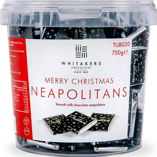 Merry Christmas Milk Chocolate Neapolitans (Whitakers)