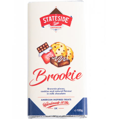 Stateside Brookie Brownie & Cookie Milk Chocolate Bar 100g