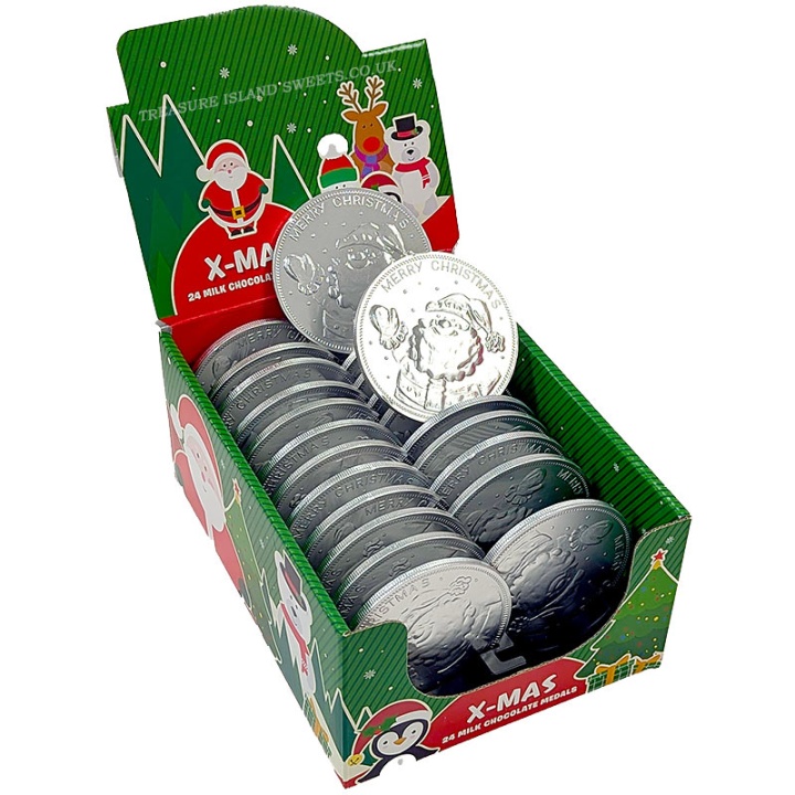 Giant Milk Chocolate Silver Christmas Coin